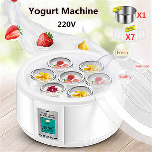 1.5L Automatic Yogurt Maker with 7 Jars DIY Tool Electric Yogurt Maker Yogurt 15W Kitchen Appliances Liner Stainless Steel