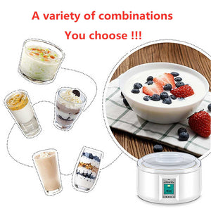 1.5L Automatic Yogurt Maker with 7 Jars DIY Tool Electric Yogurt Maker Yogurt 15W Kitchen Appliances Liner Stainless Steel