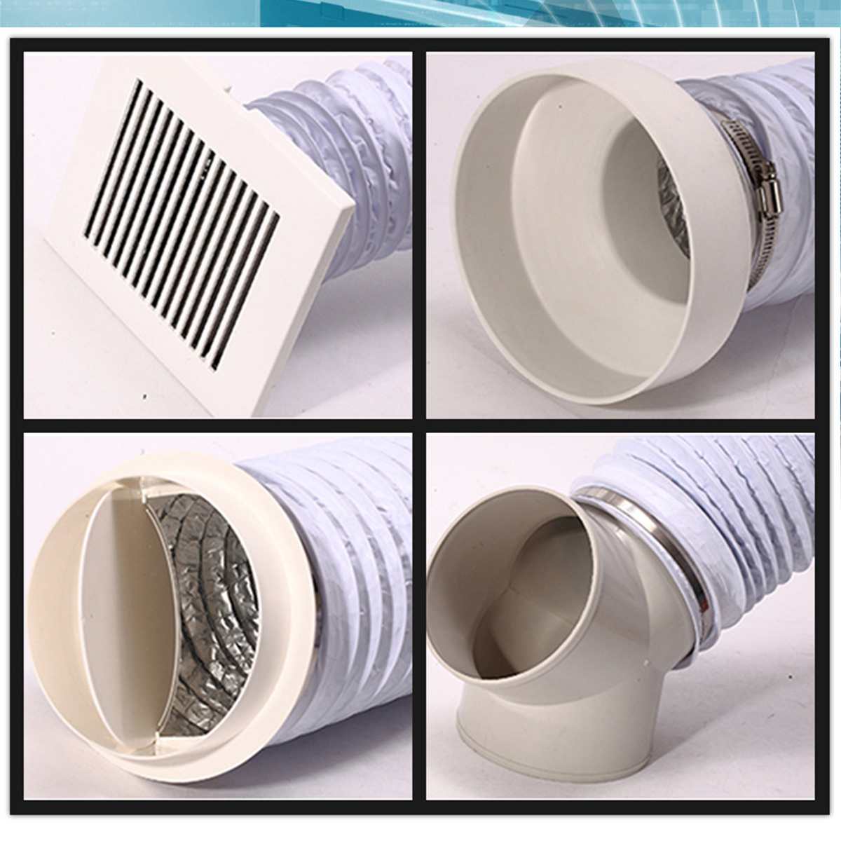 1.5m/3m/6m Exhaust Pipe Flexible Air Conditioner Exhaust Pipe Vent Hose Duct Outlet 100mm Ventilation Duct Vent Hose