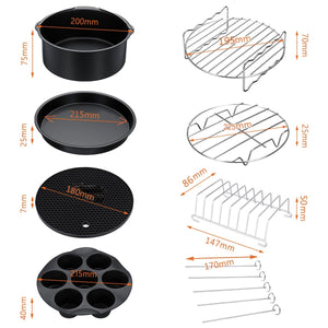 12pcs AirFryer Accessories 9 Inch Fit for Airfryer 5.2-6.8QT Baking Basket Pizza Plate Grill Pot Kitchen Cooking Tool for Party