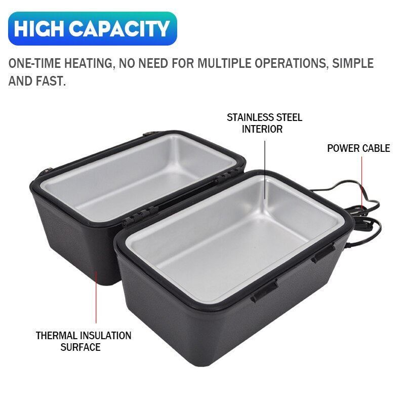 180W 12V Car Electric Lunch Box Food Container Portable Electric Heating Food Warmer Heater Rice Container For Office Home Car