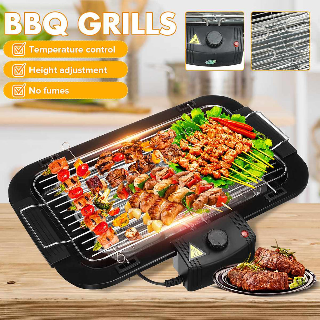 2000W 220V Portable Smokeless Electric Pan Grill BBQ Stove Electric Griddle Barbecue Machine 5 Temperature Mode for Home Camping