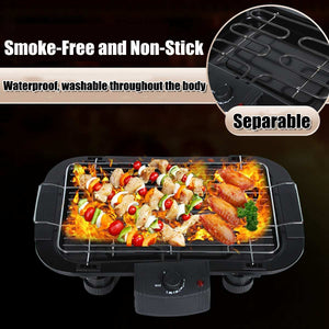 2000W 220V Portable Smokeless Electric Pan Grill BBQ Stove Electric Griddle Barbecue Machine 5 Temperature Mode for Home Camping