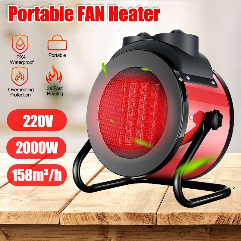 220V 2000W Industrial Heater Waterproof PTC Heating Electric Space Air Heater Portable Fan Winter Warmer Home Office