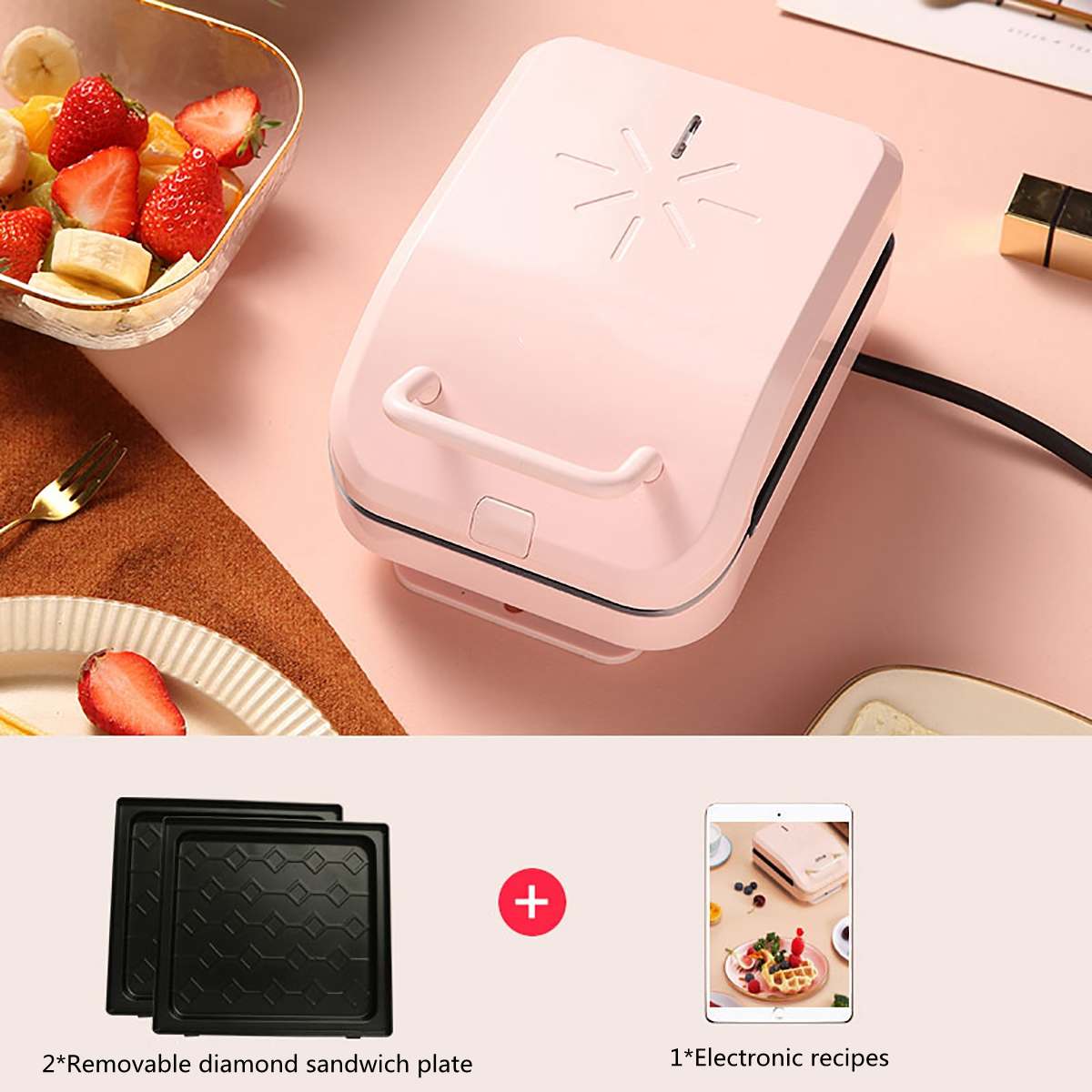 220V 600W Mini Electric Automatic Waffle Maker Sandwich Hamburger Cake Bubble Egg Oven Pan Pot Machine for Breakfast Dinner