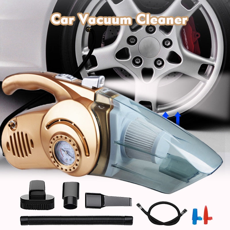 4 in 1 Multifunction Car Vacuum Cleaner with Digital Display Portable Dual Use Car Inflatable Pump Pressure Gauge Air Compressor