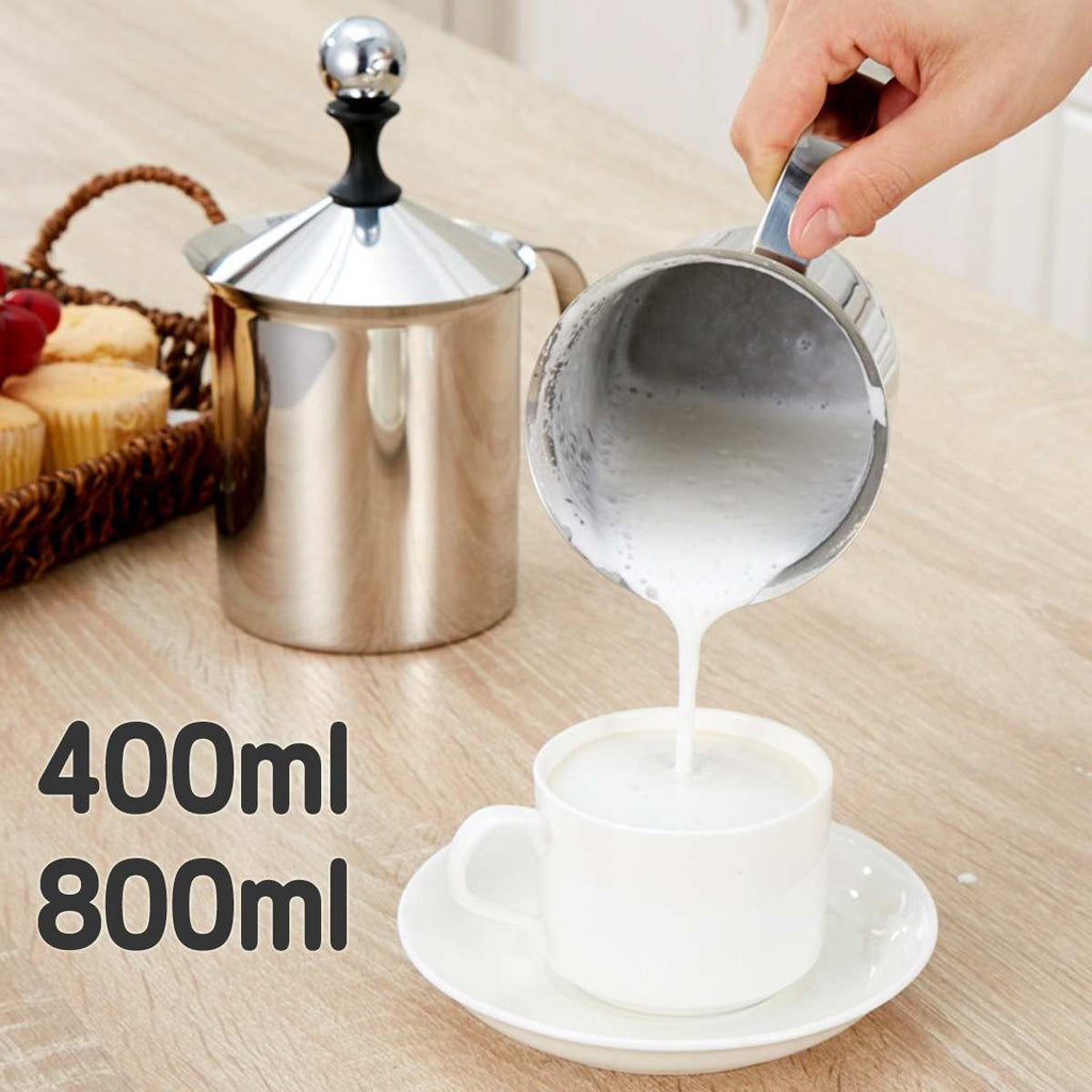 400cc/800cc Manual Milk Frother Stainless Steel Milk Creamer Milk Foam Mesh Coffee Foamer Cappuccino Latte Milk Jugs Coffeeware