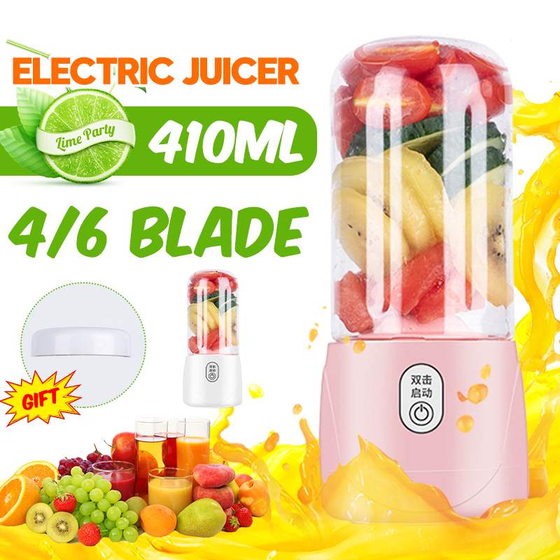 410ml 4/6 Blades Portable Electric Fruit Juicer USB Multifunctional Smoothie Maker Blender Machine Sports Bottle Juicing Cup