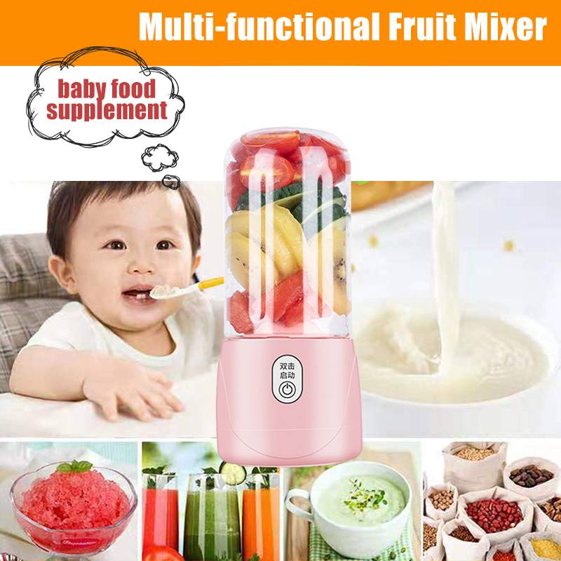 410ml 4/6 Blades Portable Electric Fruit Juicer USB Multifunctional Smoothie Maker Blender Machine Sports Bottle Juicing Cup