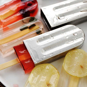 6 Mould Stainless Steel Molds Ice Lolly Popsicle Ice Cream Holder + 50Pcs Sticks Reusable DIY Ice Cream Makers Parts Kit Set