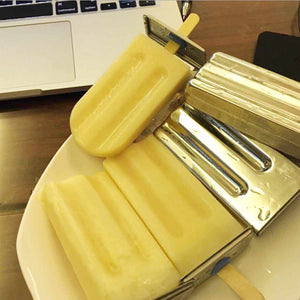 6 Mould Stainless Steel Molds Ice Lolly Popsicle Ice Cream Holder + 50Pcs Sticks Reusable DIY Ice Cream Makers Parts Kit Set