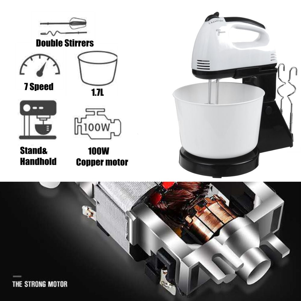 7 Speed Electric Food Mixer 120W 1.7L Table Stand Cake Dough Mixer Multifunction Egg Beater Blender Bake Whipping Cream Machine