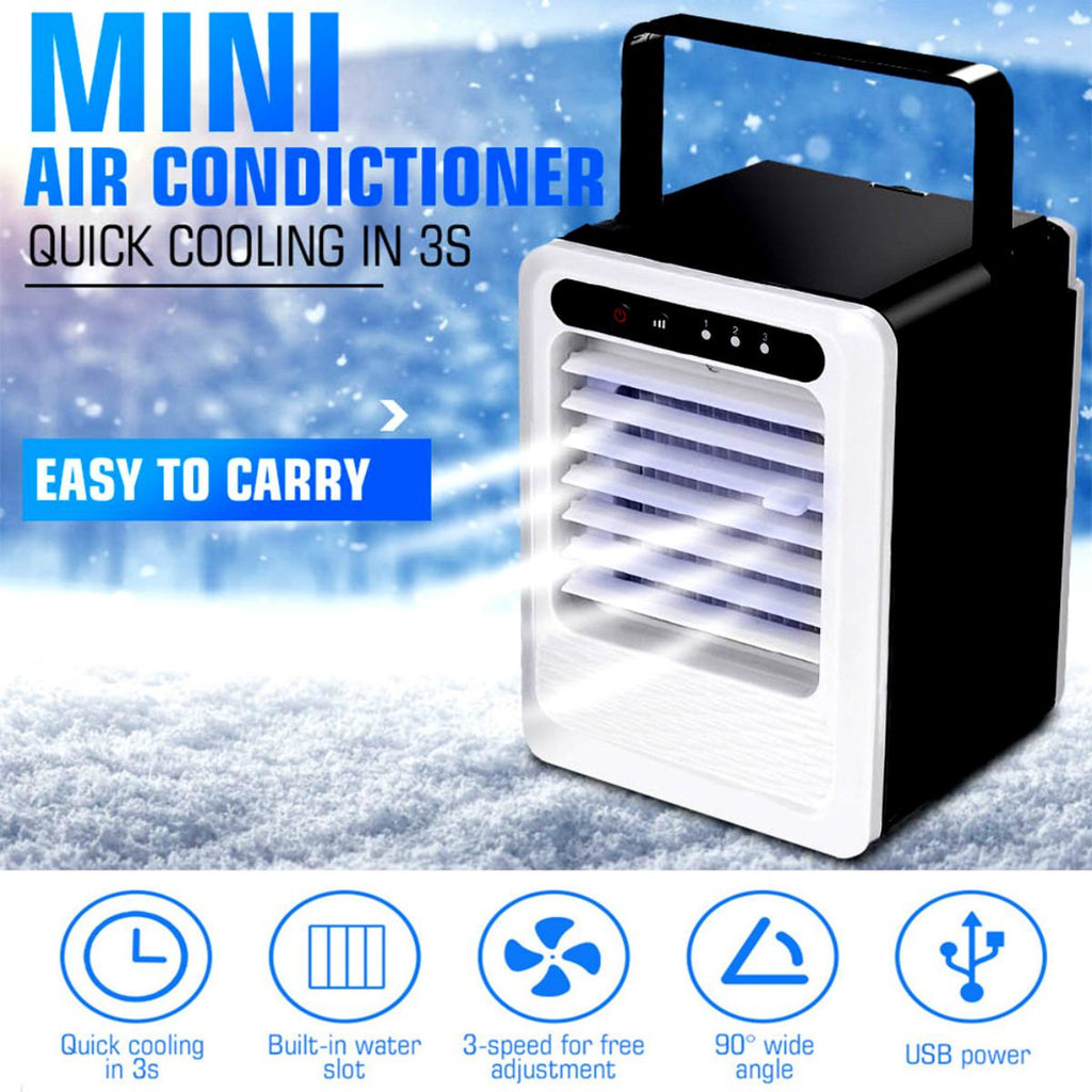 Air Conditioner Mini USB Air Cooler Portable Air Cooling Fan Small Air Conditioning Humidifier Purifier Desktop Fans +Water Slot