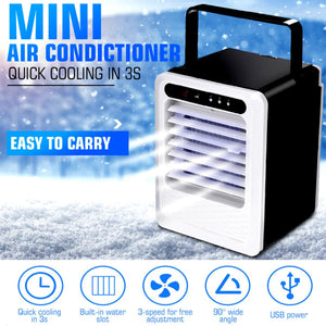 Air Conditioner Mini USB Air Cooler Portable Air Cooling Fan Small Air Conditioning Humidifier Purifier Desktop Fans +Water Slot