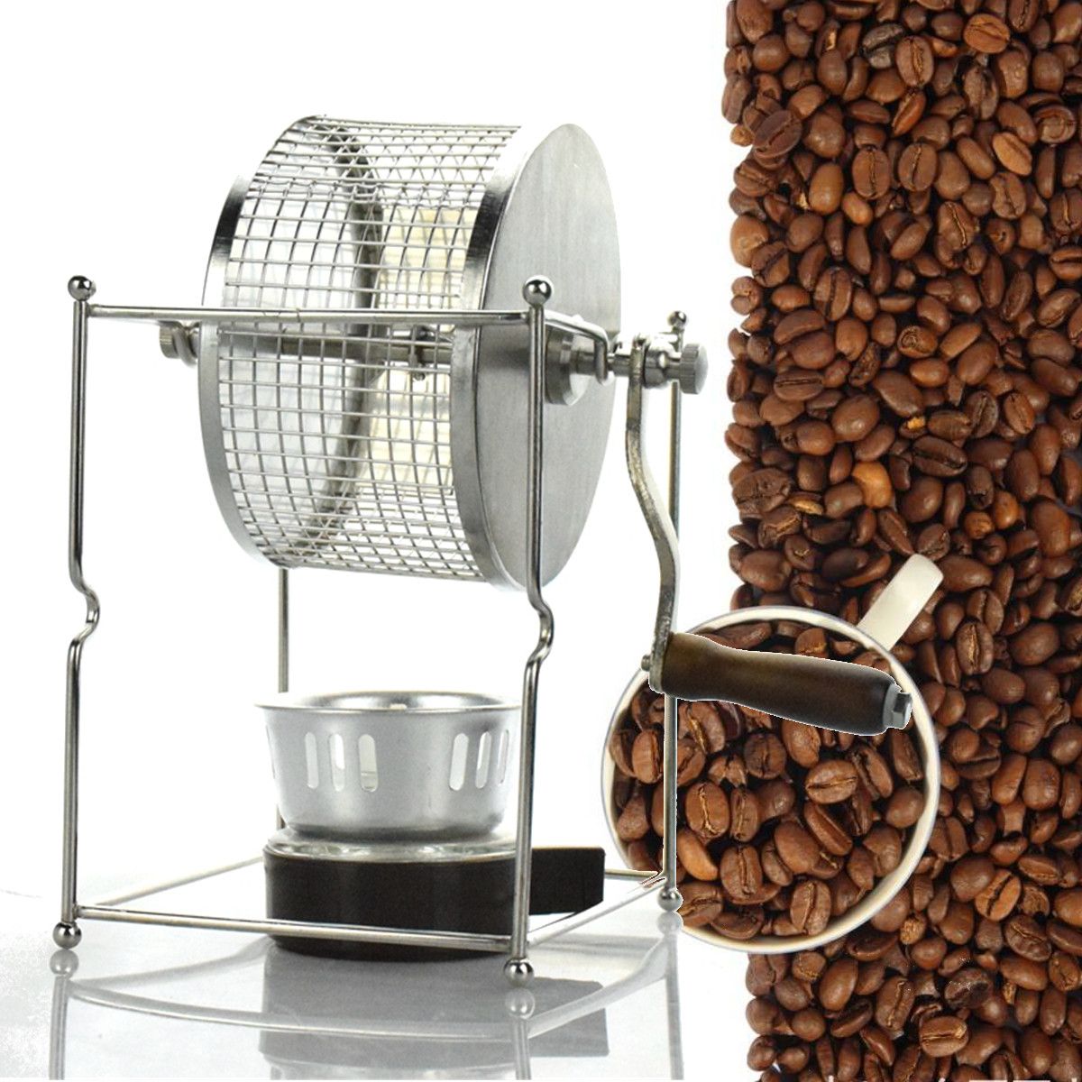 Barista Stainless Steel Coffee Roaster Manual Coffee Beans Baking Machine Roller Kitchen Accessories Appliances Coffee Tools