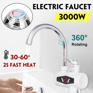 Fast Heat 360 Degree Rotation Electric Faucet Tap Instant Hot Water Heater Dynamic Digital Display Home Bathroom Kitchen