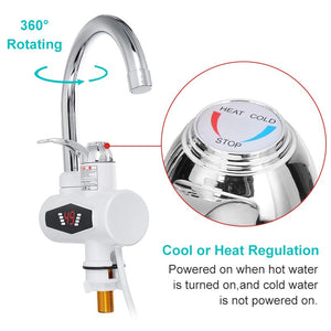 Fast Heat 360 Degree Rotation Electric Faucet Tap Instant Hot Water Heater Dynamic Digital Display Home Bathroom Kitchen