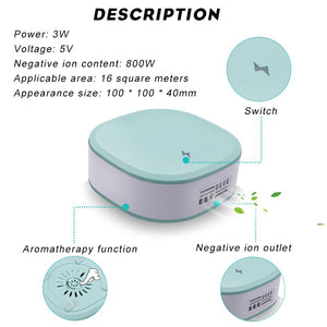 Home Car Negative Ions Air Purifier Rechargeable Fridge Purifier Portable Desktop Purifier Filtration With Aromatherapy Function