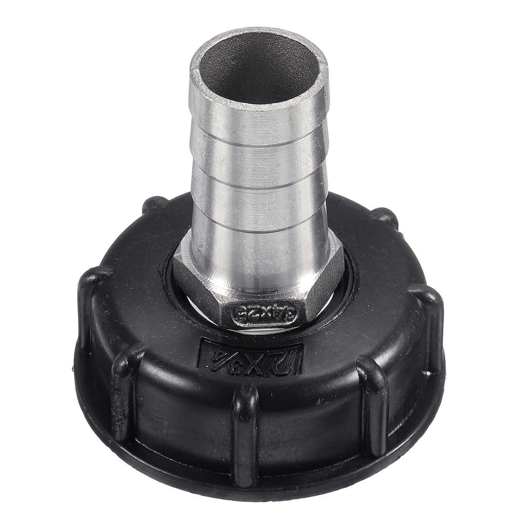 IBC Tank Adapter Connector S60X6 to 1\" Hose Oil Fuel Water Fitting 60mm Coarse Thread Faucet Valve Parts 25mm Outlet Black