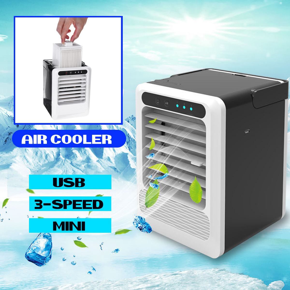 Portable Mini Air Conditioner Multi-Function Humidifier Purifier USB Desktop Air Cooler Fan With Water Tank Home 5V Cooling Fans