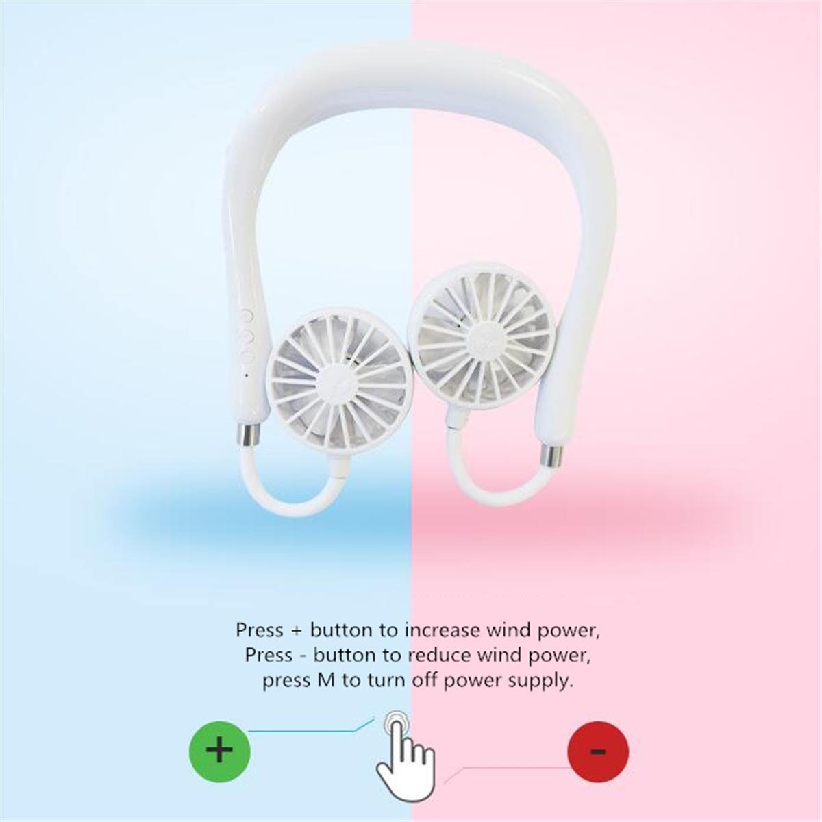 Summer Air Cooler Mini USB Portable Fan Neck Fan Neckband With Rechargeable Battery 3 Speed Fans Adjustable Handheld Conditioner