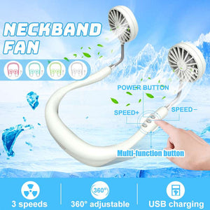 Summer Air Cooler Mini USB Portable Fan Neck Fan Neckband With Rechargeable Battery 3 Speed Fans Adjustable Handheld Conditioner