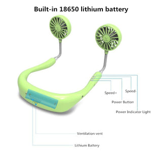 Summer Air Cooler Mini USB Portable Fan Neck Fan Neckband With Rechargeable Battery 3 Speed Fans Adjustable Handheld Conditioner