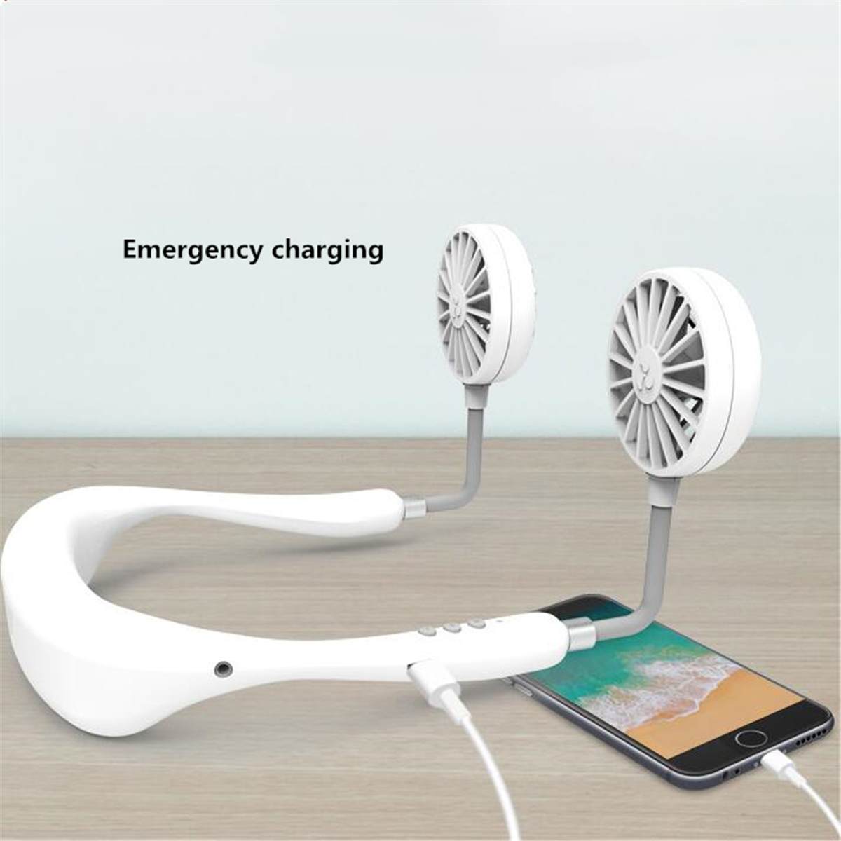 Summer Air Cooler Mini USB Portable Fan Neck Fan Neckband With Rechargeable Battery 3 Speed Fans Adjustable Handheld Conditioner