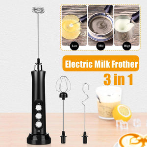 USB Electric Milk Frother Handheld Foam Coffee Machine with 2 Stainless Steel Spring Eggbeater Home Electric Milk Foamer Mixer