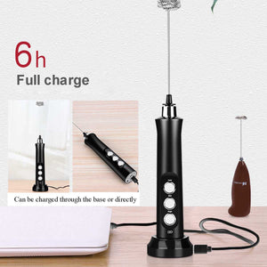 USB Electric Milk Frother Handheld Foam Coffee Machine with 2 Stainless Steel Spring Eggbeater Home Electric Milk Foamer Mixer